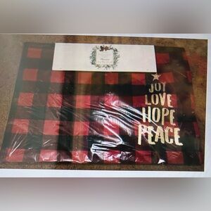 Ridgefield Home Buffalo Plaid Placemats NEW Red Black Joy Hope Love Peace